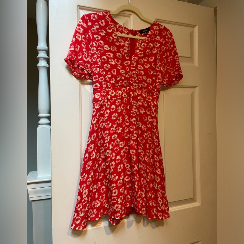 NWT Lulus Red Floral Print Dress